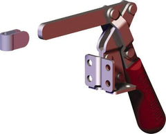 De-Sta-Co - 400 Lb Holding Capacity, Vertical Handle, Manual Hold Down Toggle Clamp - 60° Handle Movement, 185° Bar Opening, Solid Bar, Flanged Base, Carbon Steel - USA Tool & Supply
