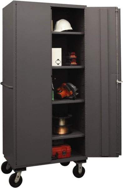 Durham - 4 Shelf Locking Storage Cabinet - Steel, 36" Wide x 24" Deep x 80" High, Gray - USA Tool & Supply