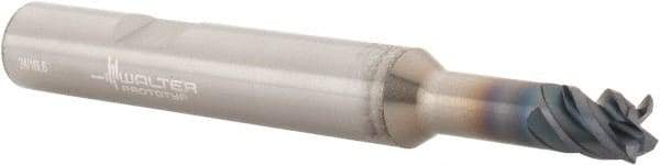 Walter-Prototyp - 1/4", 1/4" LOC, 3/8" Shank Diam, 3" OAL, 4 Flute, Solid Carbide Square End Mill - Single End, TiAlN Finish, Helical Flute, Centercutting, Right Hand Cut, Right Hand Flute - USA Tool & Supply