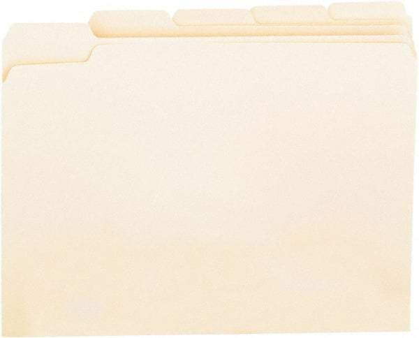 UNIVERSAL - 8-1/2 x 11", Letter Size, Manila, File Folders with Top Tab - 11 Point Stock, Assorted Tab Cut Location - USA Tool & Supply