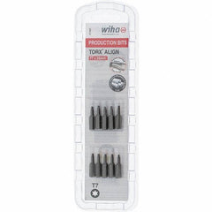 Wiha - 1/4" Drive T7 Torx Screwdriver Bit - 1" OAL, Insert Bit - USA Tool & Supply