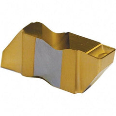 Tool-Flo - 2FLG P Grade GP50C, 1mm Cutting Width Carbide Grooving Insert - 1.9mm Max Depth of Cut, Left Hand, 0.005 to 0.01" Corner Radius, TiN Finish - USA Tool & Supply
