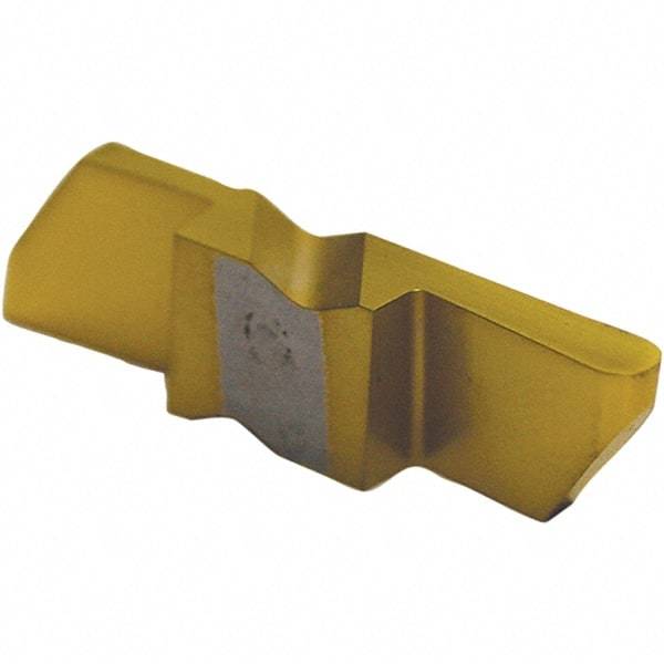 Tool-Flo - 3062FLRT Grade GP50C, 3.18mm Cutting Width Carbide Grooving Insert - 7/16" Max Depth of Cut, Left Hand, 1/16" Corner Radius, TiN Finish - USA Tool & Supply
