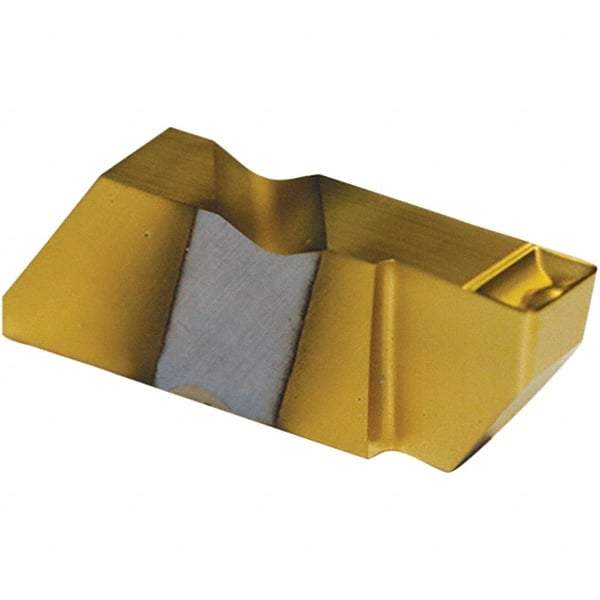 Tool-Flo - 3189FLGD P Grade GP50C, 4.8mm Cutting Width Carbide Grooving Insert - 1/4" Max Depth of Cut, Right Hand, 0.02 to 0.025" Corner Radius, TiN Finish - USA Tool & Supply