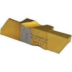 Tool-Flo - 3125FLGT Grade GP3R, 3.18mm Cutting Width Carbide Grooving Insert - 7/16" Max Depth of Cut, Right Hand, 0.005 to 0.01" Corner Radius, TiN Finish - USA Tool & Supply