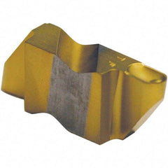 Tool-Flo - 3047FLR P Grade GP50C, 2.39mm Cutting Width Carbide Grooving Insert - 4.57mm Max Depth of Cut, Left Hand, 1.19mm Corner Radius, TiN Finish - USA Tool & Supply