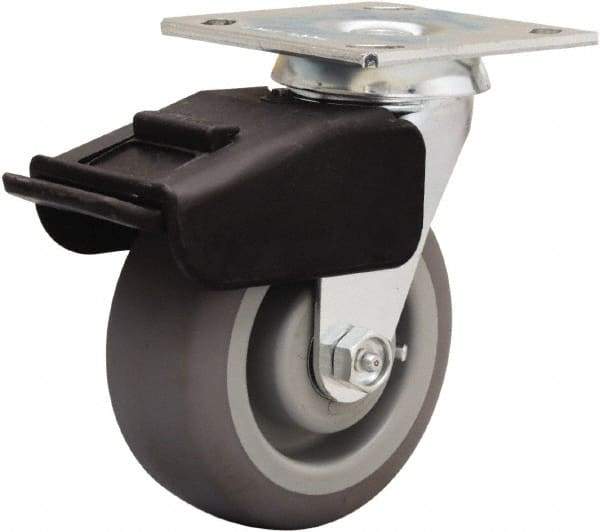 Hamilton - 5" Diam x 2" Wide x 6-1/2" OAH Top Plate Mount Swivel Caster - Rubber Mold on Polyolefin, 350 Lb Capacity, Straight Roller Bearing, 4 x 4-1/2" Plate - USA Tool & Supply