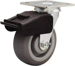 Hamilton - 5" Diam x 2" Wide x 6-1/2" OAH Top Plate Mount Swivel Caster - Rubber Mold on Polyolefin, 350 Lb Capacity, Straight Roller Bearing, 4 x 4-1/2" Plate - USA Tool & Supply