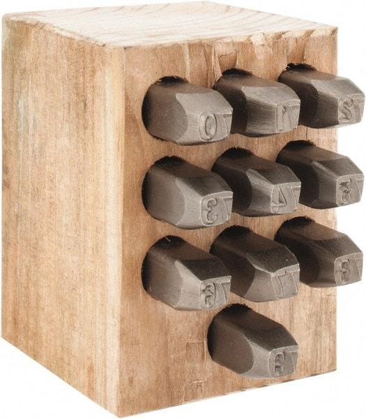 C.H. Hanson - 10 Piece, 1/4" Character Steel Stamp Set - Double Digit Figures, Double Digits - USA Tool & Supply