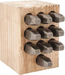 C.H. Hanson - 10 Piece, 1/4" Character Steel Stamp Set - Double Digit Figures, Double Digits - USA Tool & Supply