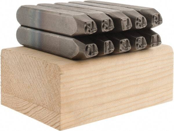 C.H. Hanson - 10 Piece, 1/4" Character Steel Stamp Set - Double Digit Figures, Double Digits - USA Tool & Supply