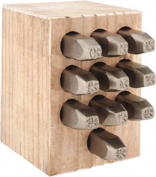 C.H. Hanson - 10 Piece, 1/4" Character Steel Stamp Set - Double Digit Figures, Double Digits - USA Tool & Supply