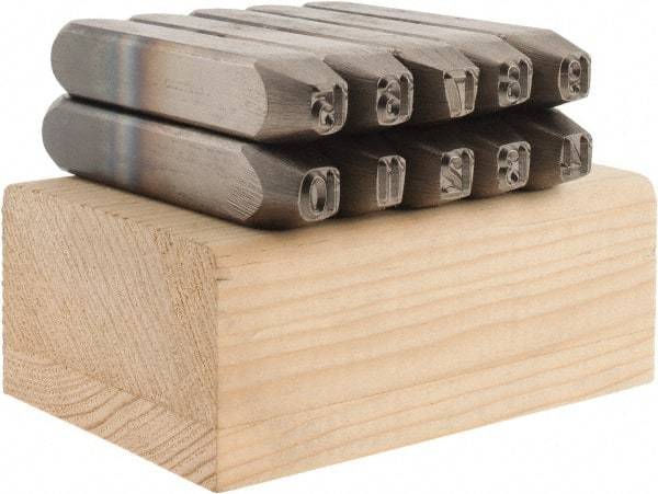C.H. Hanson - 10 Piece, 1/4" Character Steel Stamp Set - Double Digit Figures, Double Digits - USA Tool & Supply