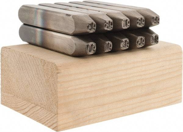 C.H. Hanson - 10 Piece, 3/16" Character Steel Stamp Set - Double Digit Figures, Double Digits - USA Tool & Supply