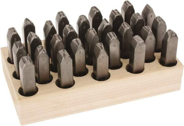 C.H. Hanson - 27 Piece, 5/8" Character Steel Stamp Set - Letters, Heavy Duty - USA Tool & Supply