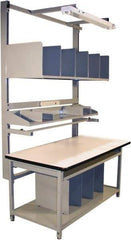 Proline - 60 Wide x 30" Deep x 36" High, Plastic Laminate Workbench - Adjustable Height Legs, Gray - USA Tool & Supply