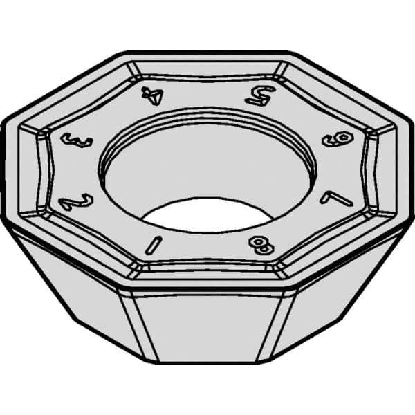 Kennametal - OFPT53 GB Grade KCPM40 Carbide Milling Insert - TiAlN/AlCrN Finish, 0.1969" Thick, 0.5787" Inscribed Circle, 1/32" Corner Radius - USA Tool & Supply