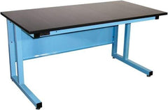 Proline - 72 Wide x 30" Deep x 30" High, Epoxy Resin Workbench - Fixed Legs With Adjustable Height Glides, Blue - USA Tool & Supply