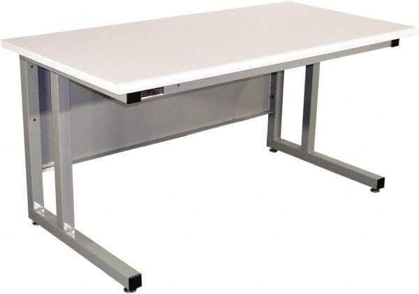 Proline - 72 Wide x 30" Deep x 30" High, Plastic Laminate Workbench - Fixed Legs With Adjustable Height Glides, Gray - USA Tool & Supply