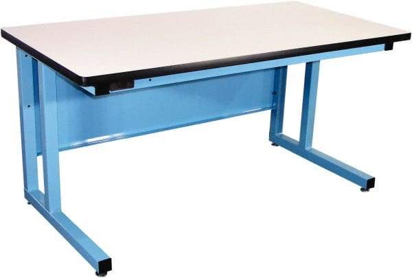 Proline - 72 Wide x 30" Deep x 30" High, Plastic Laminate Workbench - Fixed Legs With Adjustable Height Glides, Blue - USA Tool & Supply