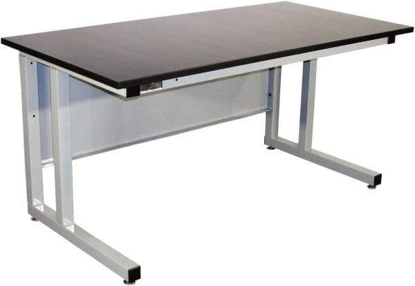 Proline - 72 Wide x 30" Deep x 30" High, Chem-Guard Workbench - Fixed Legs With Adjustable Height Glides, Gray - USA Tool & Supply