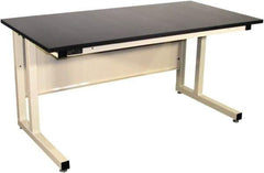 Proline - 72 Wide x 30" Deep x 30" High, Epoxy Resin Workbench - Fixed Legs With Adjustable Height Glides, Beige - USA Tool & Supply