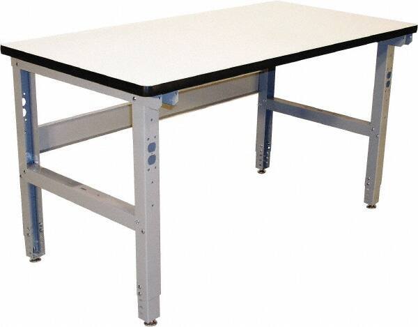 Proline - 60 Wide x 30" Deep x 36" High, Plastic Laminate Workbench - Adjustable Height Legs, Gray - USA Tool & Supply