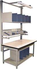 Proline - 72 Wide x 30" Deep x 36" High, Plastic Laminate Workbench - Adjustable Height Legs, Gray - USA Tool & Supply