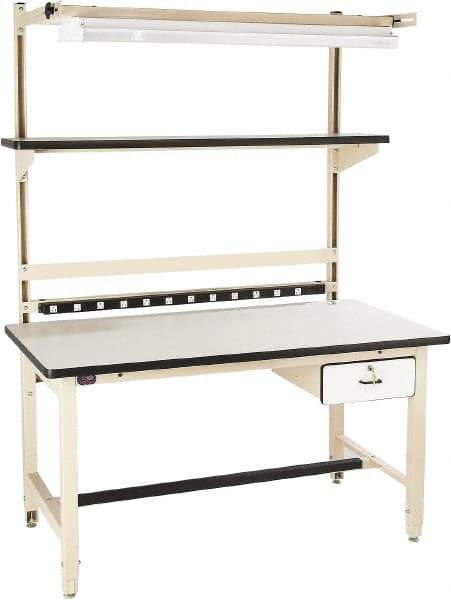 Proline - 72 Wide x 30" Deep x 36" High, Static Dissipative Workbench - Adjustable Height Legs, Beige - USA Tool & Supply