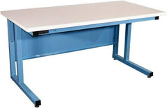 Proline - 60 Wide x 30" Deep x 30" High, Static Dissipative Workbench - Fixed Legs With Adjustable Height Glides, Blue - USA Tool & Supply