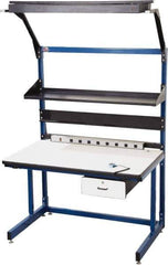 Proline - 60 Wide x 30" Deep x 36" High, Plastic Laminate Workbench - Adjustable Height Legs, Blue & Black - USA Tool & Supply