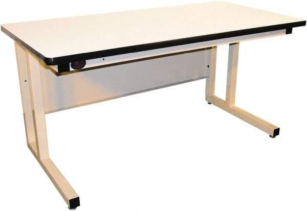 Proline - 60 Wide x 30" Deep x 30" High, Plastic Laminate Workbench - Fixed Legs With Adjustable Height Glides, Beige - USA Tool & Supply