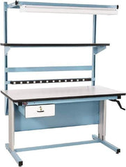 Proline - 60 Wide x 30" Deep x 42" High, Plastic Laminate Workbench - Adjustable Height Legs, Blue - USA Tool & Supply