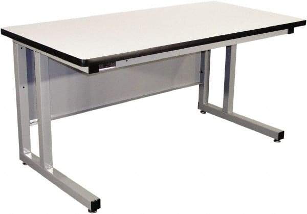 Proline - 60 Wide x 30" Deep x 30" High, Plastic Laminate Workbench - Fixed Legs With Adjustable Height Glides, Gray - USA Tool & Supply
