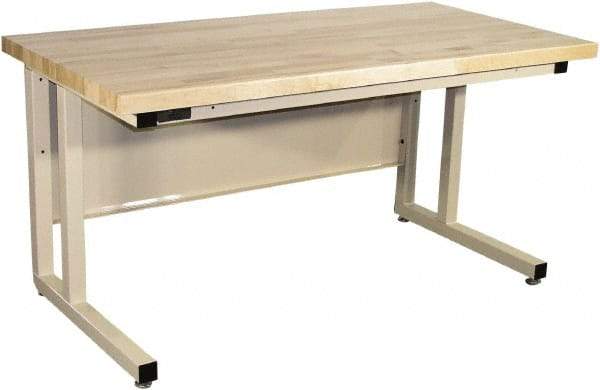 Proline - 60 Wide x 30" Deep x 30" High, Butcher Block Maple Workbench - Fixed Legs With Adjustable Height Glides, Beige - USA Tool & Supply