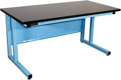 Proline - 60 Wide x 30" Deep x 30" High, Chem-Guard Workbench - Fixed Legs With Adjustable Height Glides, Blue - USA Tool & Supply