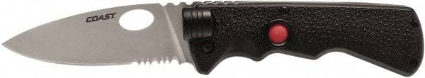 Coast Cutlery - 3-3/4" Blade, 8-1/2" OAL, Liner Lock Folding Knife - 4-3/4" Closed Length, Plastic - USA Tool & Supply