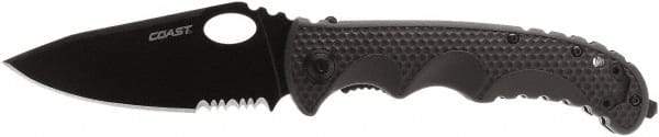 Coast Cutlery - 3-29/32" Blade, 8.9" OAL, Tactical Knife - 5" Closed Length, Glass-Filled Nylon - USA Tool & Supply