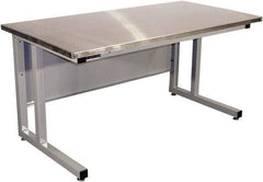 Proline - 60 Wide x 30" Deep x 30" High, Stainless Steel Workbench - Fixed Legs With Adjustable Height Glides, Gray - USA Tool & Supply