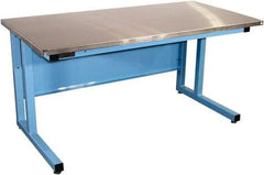 Proline - 60 Wide x 30" Deep x 30" High, Stainless Steel Workbench - Fixed Legs With Adjustable Height Glides, Blue - USA Tool & Supply
