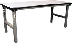 Proline - 72 Wide x 36" Deep x 36" High, Plastic Laminate Workbench - Adjustable Height Legs, Gray - USA Tool & Supply