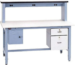 Proline - 60 Wide x 30" Deep x 36" High, Static Dissipative Workbench - Adjustable Height Legs, Blue - USA Tool & Supply