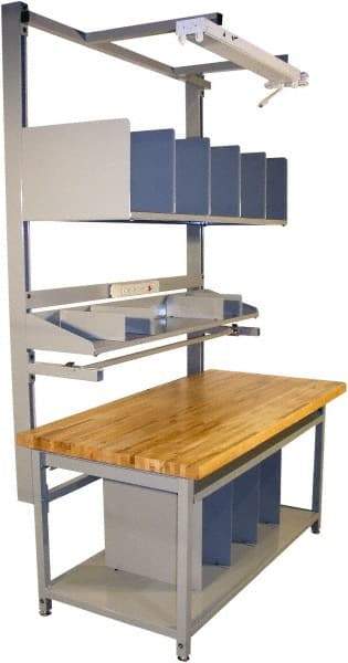 Proline - 72 Wide x 30" Deep x 36" High, Butcher Block Maple Workbench - Adjustable Height Legs, Gray - USA Tool & Supply