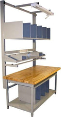 Proline - 72 Wide x 30" Deep x 36" High, Butcher Block Maple Workbench - Adjustable Height Legs, Gray - USA Tool & Supply