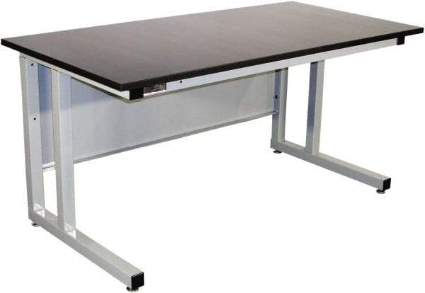 Proline - 60 Wide x 30" Deep x 30" High, Chem-Guard Workbench - Fixed Legs With Adjustable Height Glides, Gray - USA Tool & Supply
