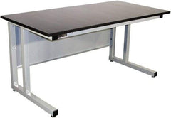 Proline - 60 Wide x 30" Deep x 30" High, Chem-Guard Workbench - Fixed Legs With Adjustable Height Glides, Gray - USA Tool & Supply