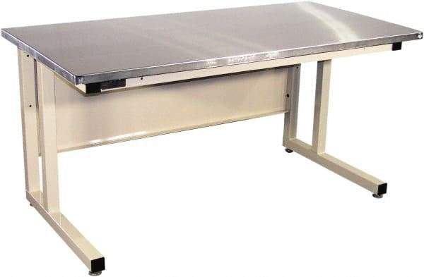 Proline - 60 Wide x 30" Deep x 30" High, Stainless Steel Workbench - Fixed Legs With Adjustable Height Glides, Beige - USA Tool & Supply
