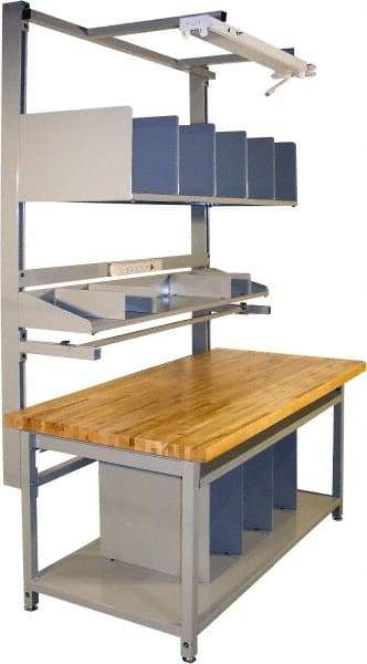 Proline - 60 Wide x 30" Deep x 36" High, Butcher Block Maple Workbench - Adjustable Height Legs, Gray - USA Tool & Supply