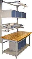 Proline - 60 Wide x 30" Deep x 36" High, Butcher Block Maple Workbench - Adjustable Height Legs, Gray - USA Tool & Supply