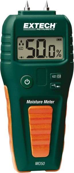 FLIR - 41 to 113°F Operating Temp, Moisture Meter - Digital Display, Accurate to ±3%, Includes (4) Pins, Protective Cap, 9V Battery - USA Tool & Supply